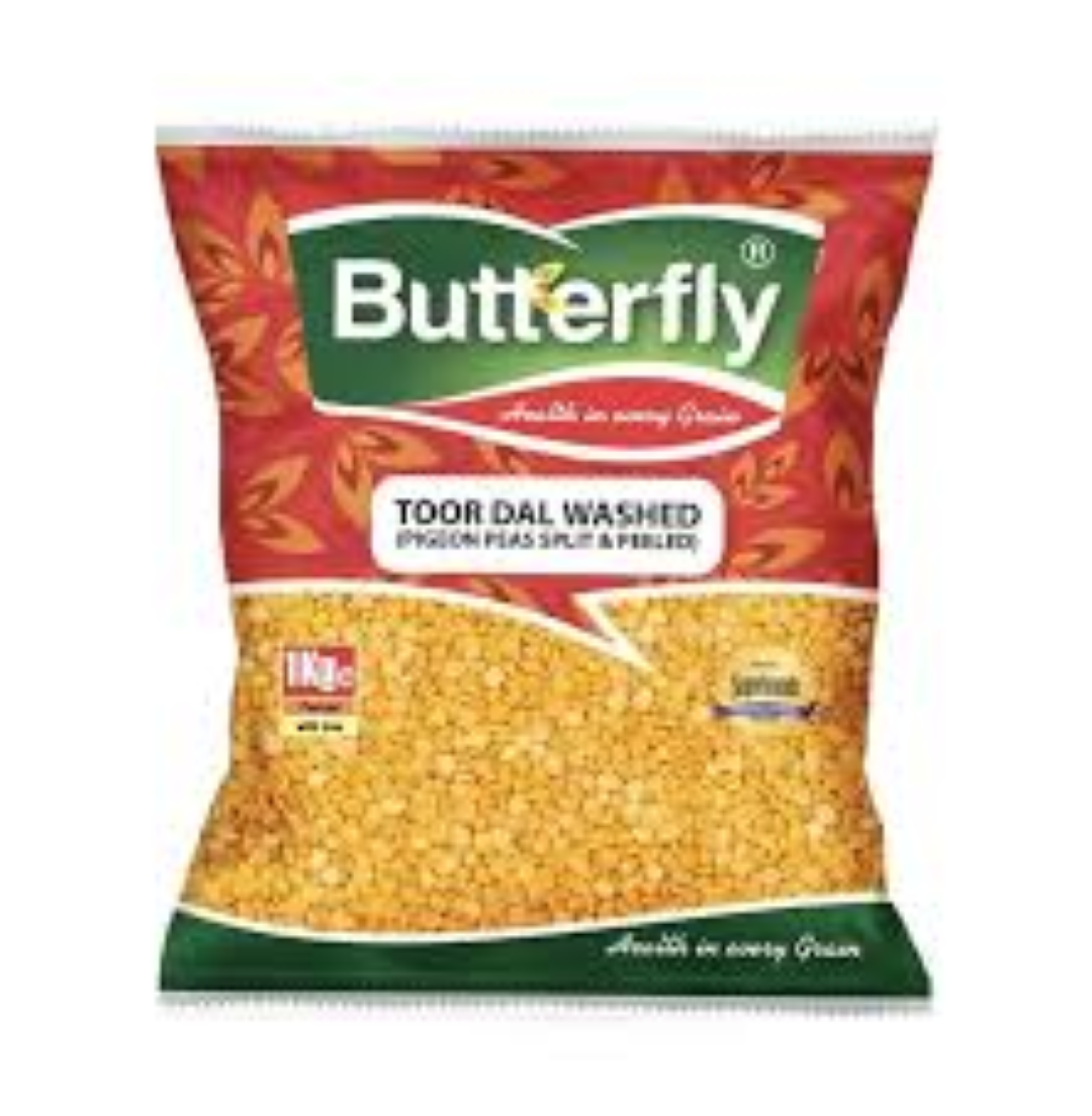 BUTTERFLY TOOR DAL WASHED PIGEON PEAS S&P 1KG